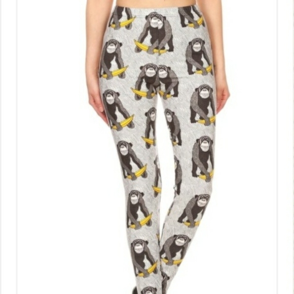 🆕 Monkey Print Leggings - Picture 1 of 6